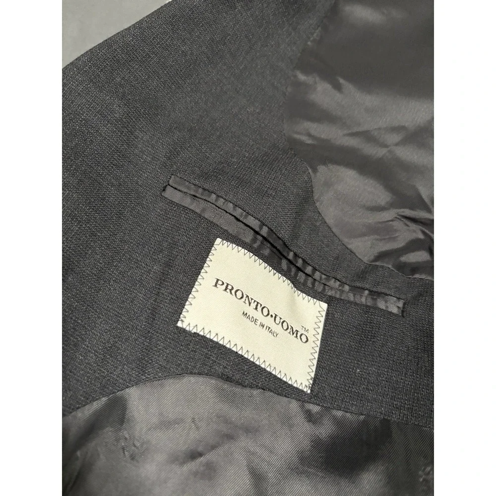 Pronto Uomo Mens Charcoal Gray‎ Wool Sport Blazer Jacket Size 44R Italy